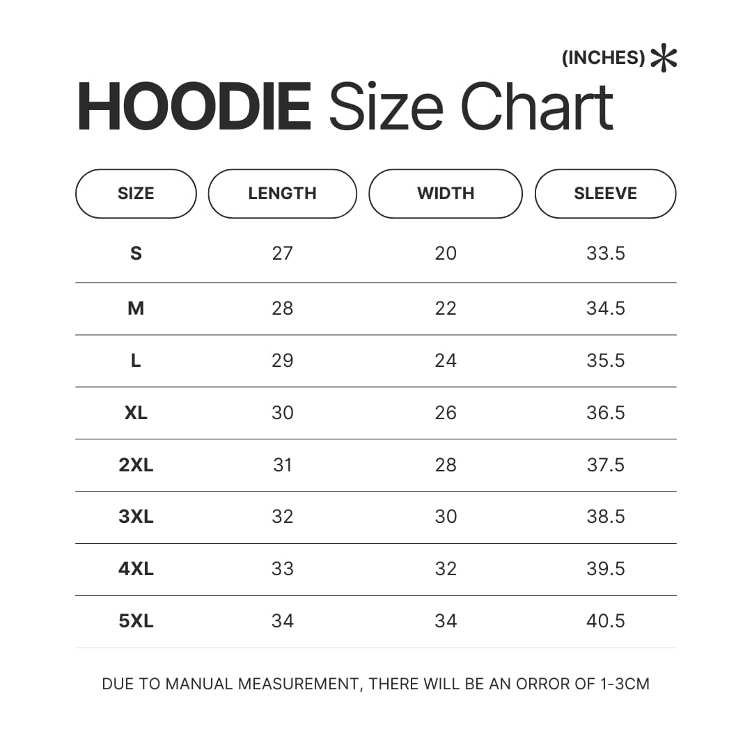 Hoodie Size Chart - Takopi Store