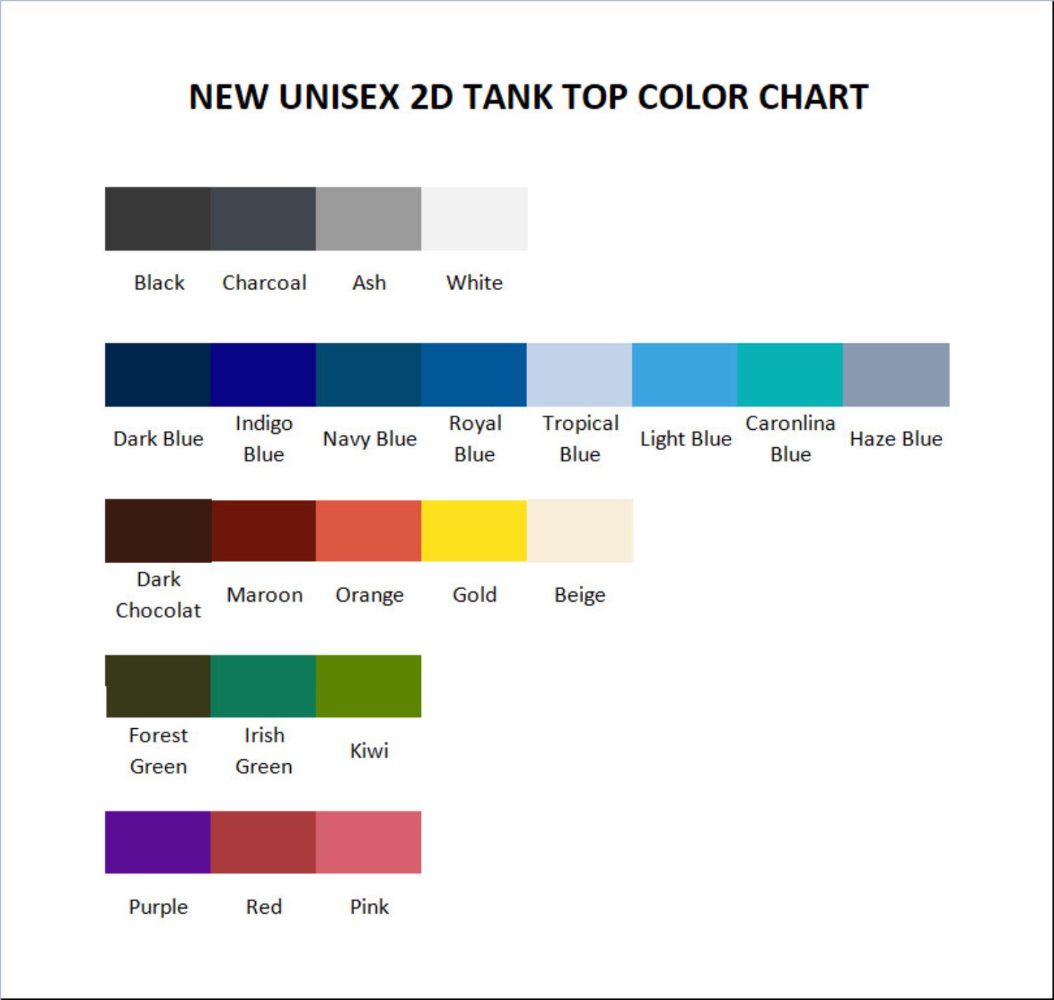 tank top color chart - Takopi Store