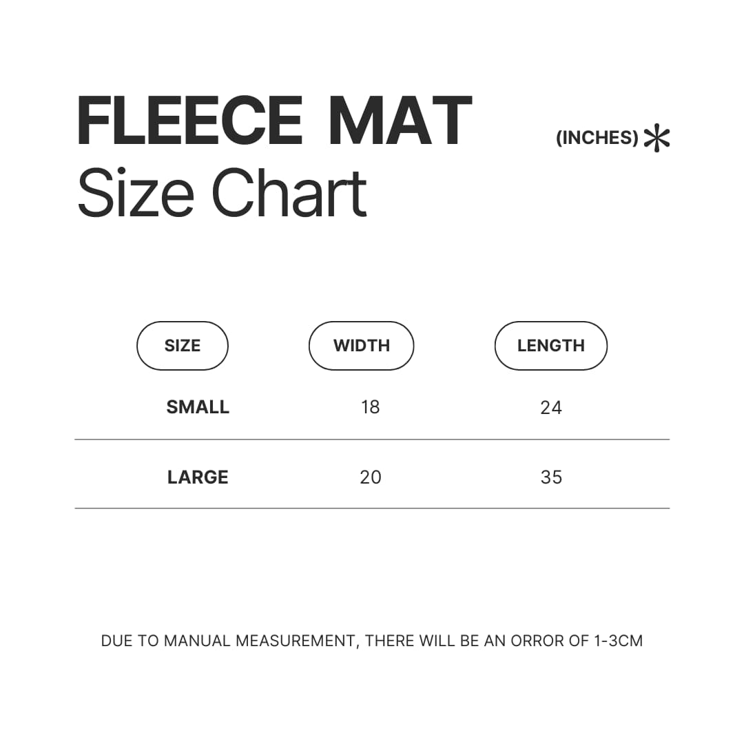 Fleece Mat Size Chart - Takopi Store