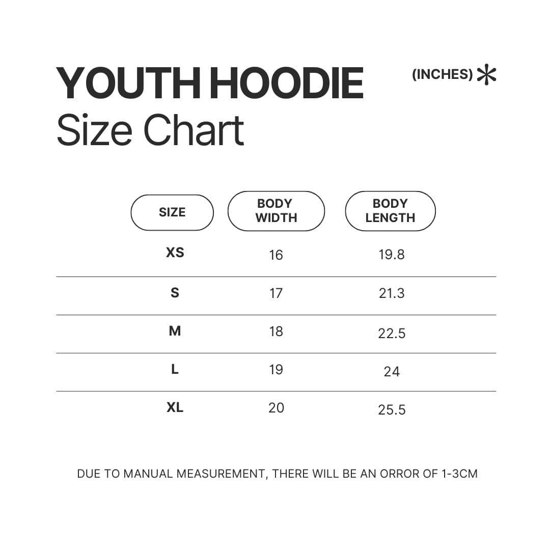 Youth Hoodie Size Chart - Takopi Store